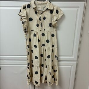 Umgee Cream Midi Dress with Black Polka Dots